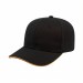 USA-made 6S Black-Athletic Gold Polycotton Twill baseball cap, 3q view, manufactured in Newark NJ