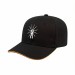 USA-made 6S Black-Athletic Gold Polycotton Twill baseball cap, decorated view, manufactured in Newark NJ