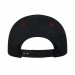 USA-made 6S Black-Red Polycotton Twill baseball cap, back view, manufactured in Newark NJ