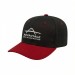 USA-made 6S Black-Red Polycotton Twill baseball cap, decorated view, manufactured in Newark NJ