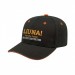 USA-made 6S Black-Blaze Orange Polycotton Twill baseball cap, decorated view, manufactured in Newark NJ