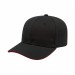 USA-made 6S Black-Red Polycotton Twill baseball cap, 3q view, manufactured in Newark NJ