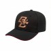 USA-made 6S Black-Red Polycotton Twill baseball cap, decorated view, manufactured in Newark NJ