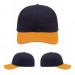 USA-made 6S Navy-Athletic Gold Polycotton Twill baseball cap, virtual view, manufactured in Newark NJ