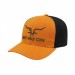 USA-made 6S Athletic Gold-Black Polycotton Twill baseball cap, decorated view, manufactured in Newark NJ