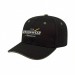 USA-made 6S Black-Khaki Polycotton Twill baseball cap, decorated view, manufactured in Newark NJ
