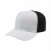 USA-made 6S White-Black Polycotton Twill baseball cap, 3q view, manufactured in Newark NJ