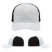 USA-made 6S White-Black Polycotton Twill baseball cap, virtual view, manufactured in Newark NJ