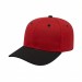 USA-made 6S Red-Black Polycotton Twill baseball cap, 3q view, manufactured in Newark NJ