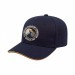 USA-made 6S Navy-Athletic Gold Polycotton Twill baseball cap, decorated view, manufactured in Newark NJ