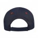 USA-made 6S Navy-Orange Polycotton Twill baseball cap, back view, manufactured in Newark NJ