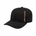 USA-made 6S Black Polycotton Twill baseball cap, decorated view, manufactured in Newark NJ