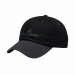 USA-made 6U Black-Dark Gray Polycotton Twill baseball cap, decorated view, manufactured in Newark NJ