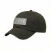 USA-made 6U Olive Polycotton Twill baseball cap, decorated view, manufactured in Newark NJ