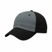 USA-made 6U Light Gray-Black Polycotton Twill baseball cap, 3q view, manufactured in Newark NJ