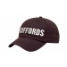 USA-made 6U Burgundy Polycotton Twill baseball cap, decorated view, manufactured in Newark NJ