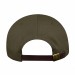 USA-made 6U Olive Polycotton Twill baseball cap, back view, manufactured in Newark NJ