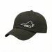 USA-made 6U Olive Polycotton Twill baseball cap, decorated view, manufactured in Newark NJ