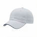 USA-made 6U White-Royal Blue Polycotton Twill baseball cap, 3q view, manufactured in Newark NJ