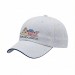 USA-made 6U White-Royal Blue Polycotton Twill baseball cap, decorated view, manufactured in Newark NJ