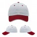USA-made 6U White-Red Polycotton Twill baseball cap, virtual view, manufactured in Newark NJ