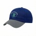 USA-made 6U Royal Blue-Light Gray Polycotton Twill baseball cap, decorated view, manufactured in Newark NJ