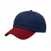 USA-made 6U Royal Blue-Red Polycotton Twill baseball cap, 3q view, manufactured in Newark NJ