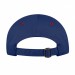 USA-made 6U Royal Blue-Red Polycotton Twill baseball cap, back view, manufactured in Newark NJ