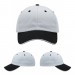 USA-made 6U White-Black Polycotton Twill baseball cap, virtual view, manufactured in Newark NJ