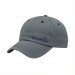 USA-made 6U Light Gray-Navy Polycotton Twill baseball cap, decorated view, manufactured in Newark NJ