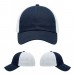 USA-made 6U Navy-White Polycotton Twill baseball cap, virtual view, manufactured in Newark NJ