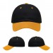 USA-made 6U Black-Athletic Gold Polycotton Twill baseball cap, virtual view, manufactured in Newark NJ