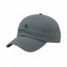 USA-made 6U Light Gray Polycotton Twill baseball cap, decorated view, manufactured in Newark NJ