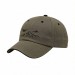 USA-made 6U Khaki-Black Polycotton Twill baseball cap, decorated view, manufactured in Newark NJ