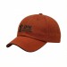 USA-made 6U Orange-Black Polycotton Twill baseball cap, decorated view, manufactured in Newark NJ