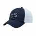 USA-made 6U Navy-White Polycotton Twill baseball cap, decorated view, manufactured in Newark NJ