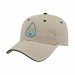 USA-made 6L Putty-Black Domestic Twill baseball cap, decorated view, manufactured in Newark NJ