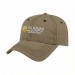 USA-made 6L Khaki-Black Domestic Twill baseball cap, decorated view, manufactured in Newark NJ