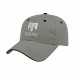 USA-made 6L Light Gray-Black Domestic Twill baseball cap, decorated view, manufactured in Newark NJ