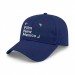USA-made 6L Royal Blue-Red Domestic Twill baseball cap, decorated view, manufactured in Newark NJ