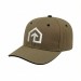 USA-made 6S Khaki-Black Domestic Twill baseball cap, decorated view, manufactured in Newark NJ