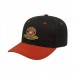 USA-made 6S Black-Orange Domestic Twill baseball cap, decorated view, manufactured in Newark NJ