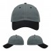 USA-made 6U Light Gray-Black Domestic Twill baseball cap, virtual view, manufactured in Newark NJ