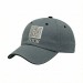 USA-made 6U Light Gray-Black Domestic Twill baseball cap, decorated view, manufactured in Newark NJ