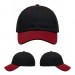 USA-made 6U Black-Red Domestic Twill baseball cap, virtual view, manufactured in Newark NJ