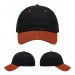 USA-made 6U Black-Orange Domestic Twill baseball cap, virtual view, manufactured in Newark NJ