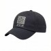 USA-made 6U Dark Gray Domestic Twill baseball cap, decorated view, manufactured in Newark NJ