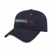 USA-made 6L Navy-Khaki Organic Twill baseball cap, decorated view, manufactured in Newark NJ