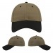 USA-made 6L Khaki-Black Organic Twill baseball cap, virtual view, manufactured in Newark NJ