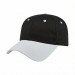 USA-made 6L Black-White Organic Twill baseball cap, 3q view, manufactured in Newark NJ